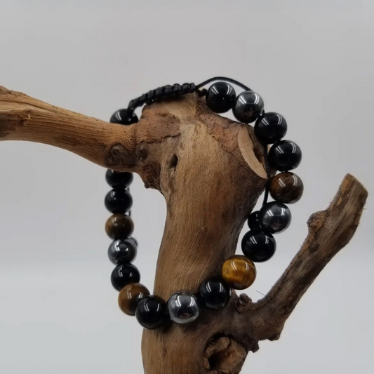 Men’s Aromatherapy Gemstone Bracelet – Tiger’s Eye & Lava Stone