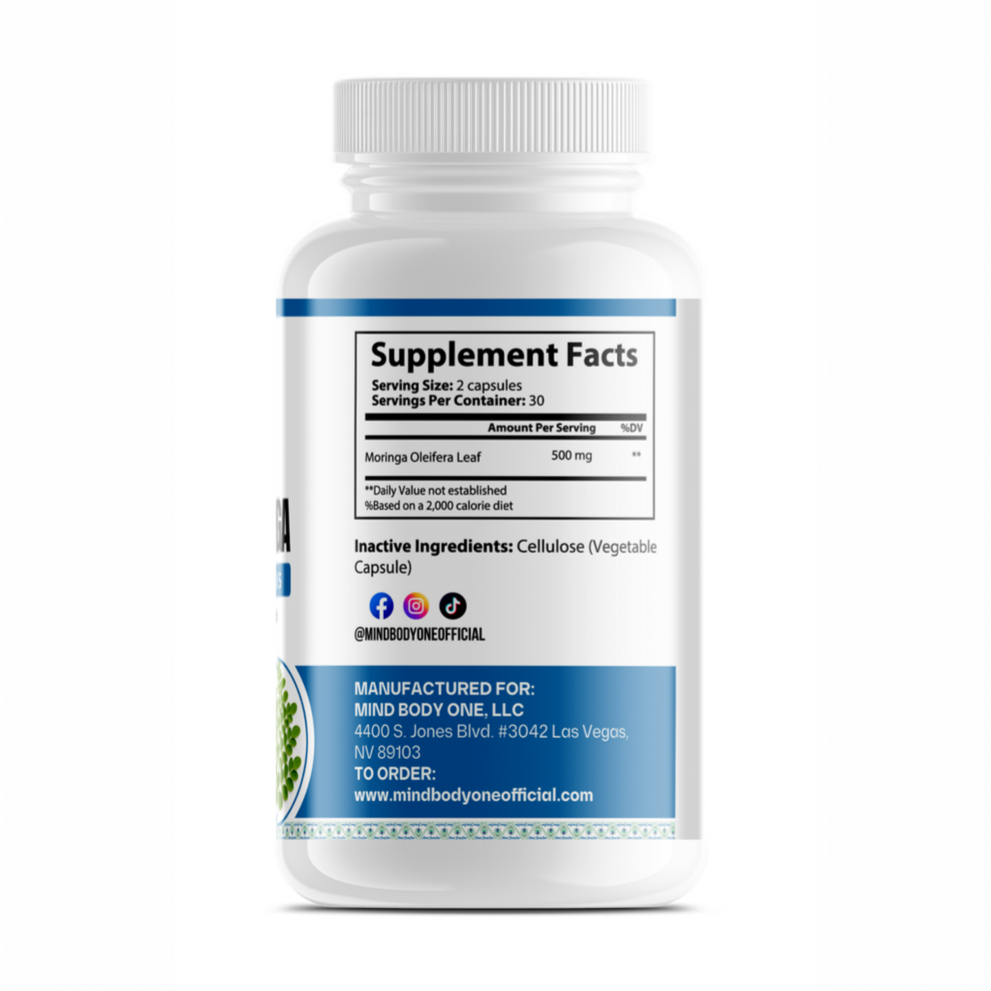 MIND BODY ONE Moringa Oleifera Leaf | 400 mg | 60 capsules