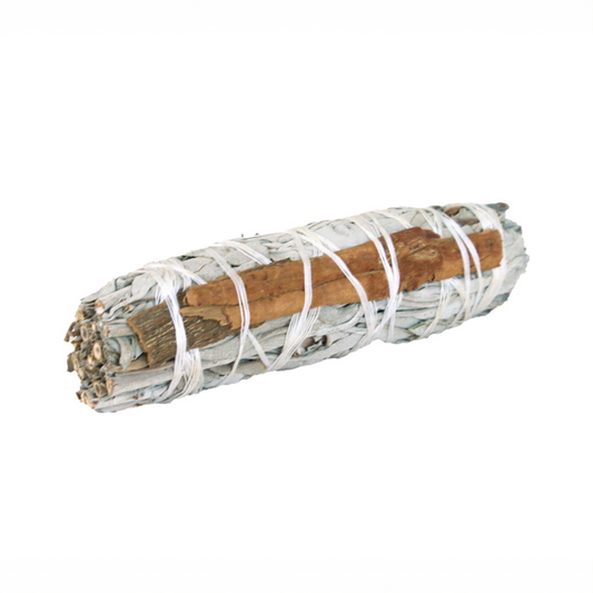 White Sage & Cinnamon Smudge Stick (Small 4”)