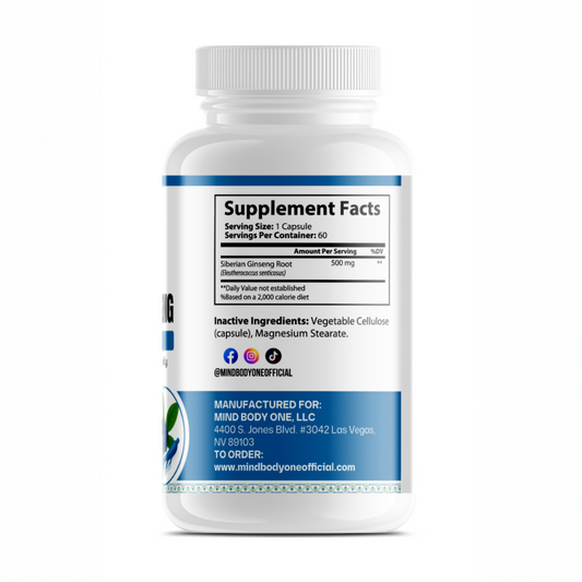 MIND BODY ONE Ginseng - Siberian - Eleuthero Root Powder | 500 mg