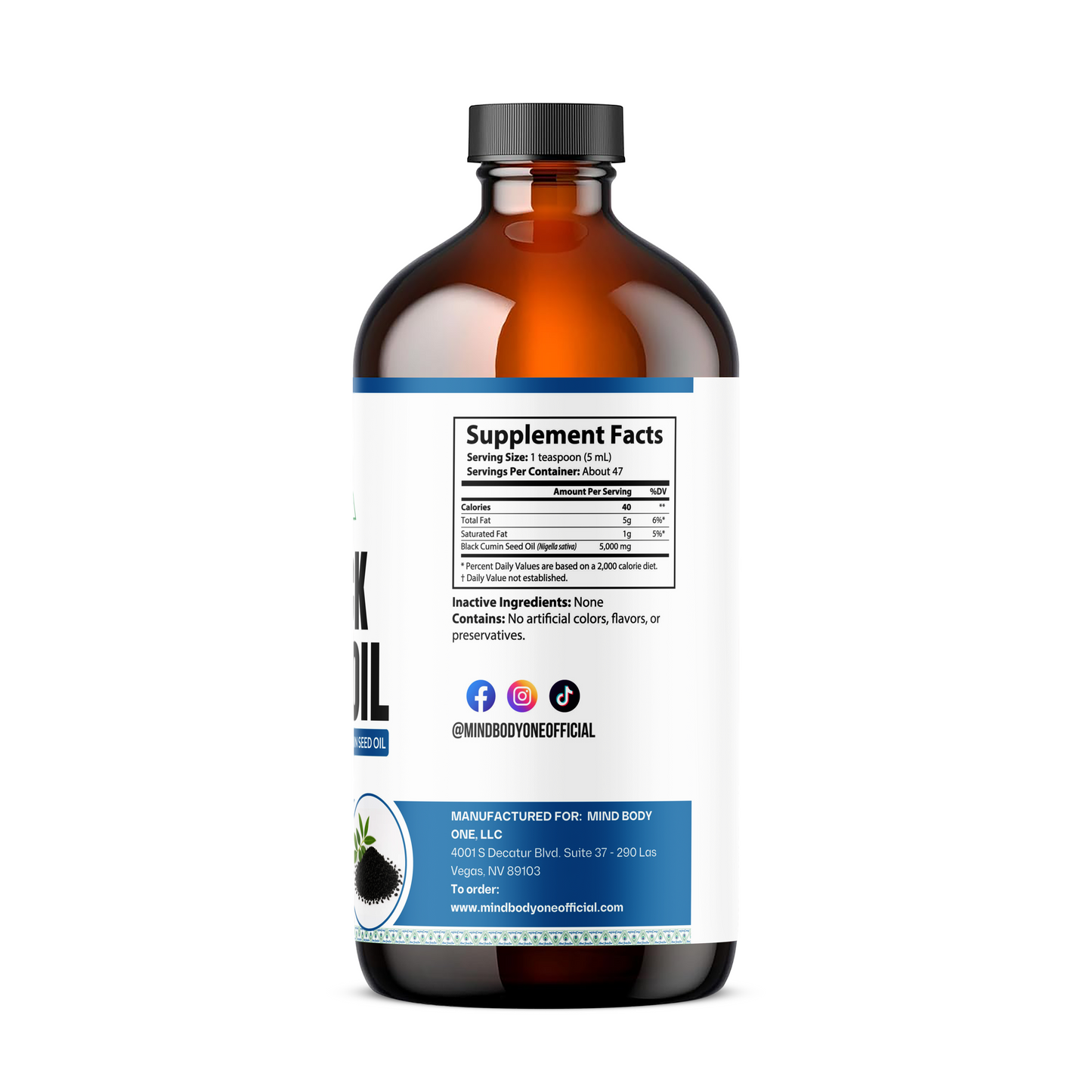MIND BODY ONE Black Seed Oil| 8 oz.