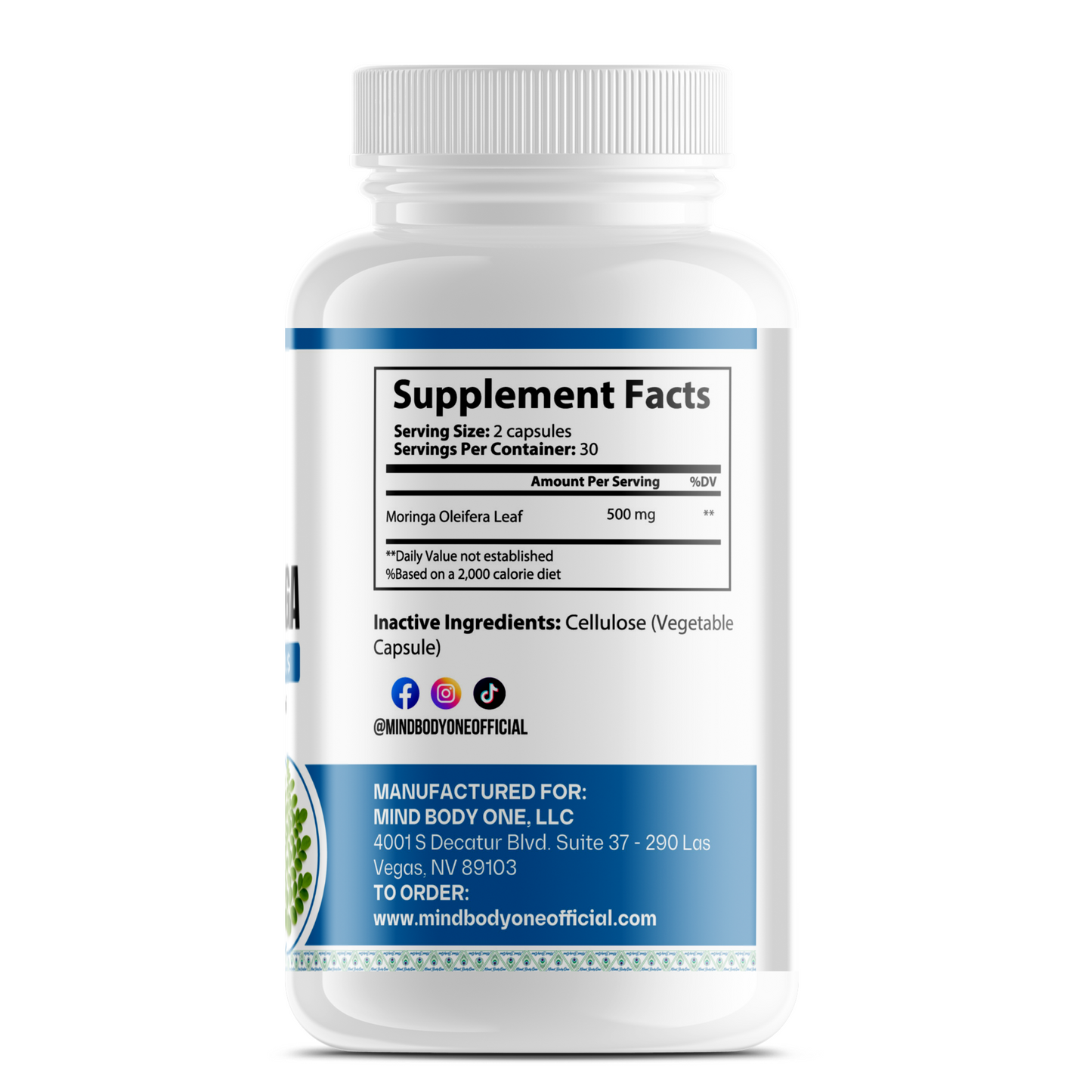 MIND BODY ONE Moringa Oleifera Leaf | 400 mg | 60 capsules