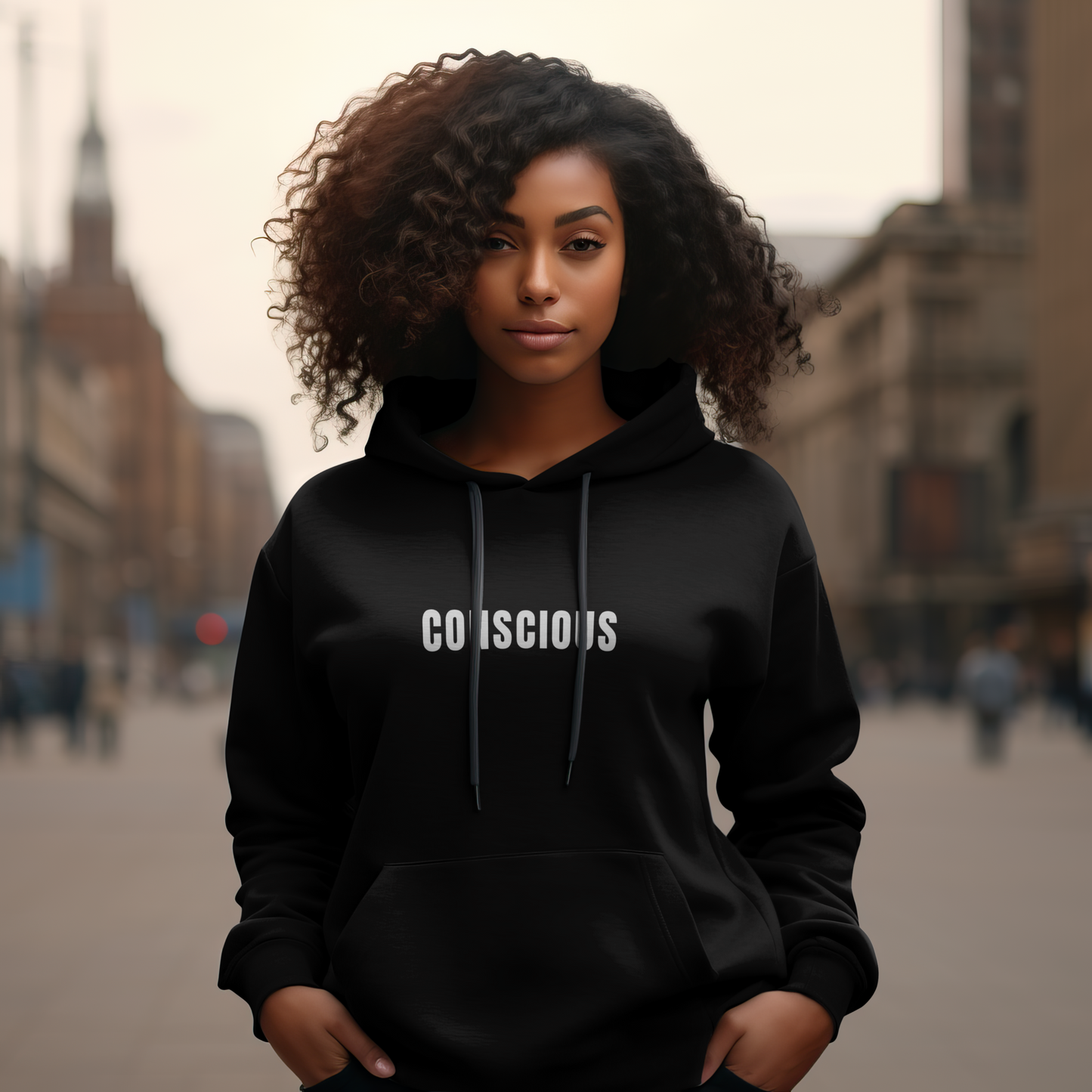 MIND BODY ONE Unisex (Women’s) Conscious Pullover Black Hoodie