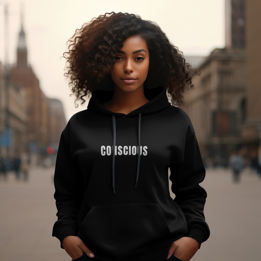 MIND BODY ONE Unisex (Women’s) Conscious Pullover Black Hoodie
